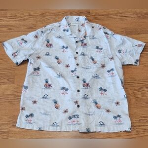 Caribbean Mens Button Up Shirt Cream Size XL